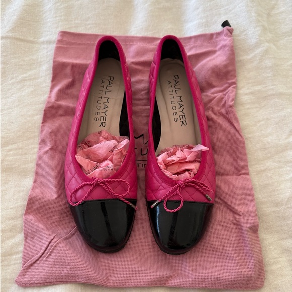 Paul Mayer Shoes - Paul Mayer Attitudes Pink and Black “The Cosy” ballet flats Size 7 Retail $245